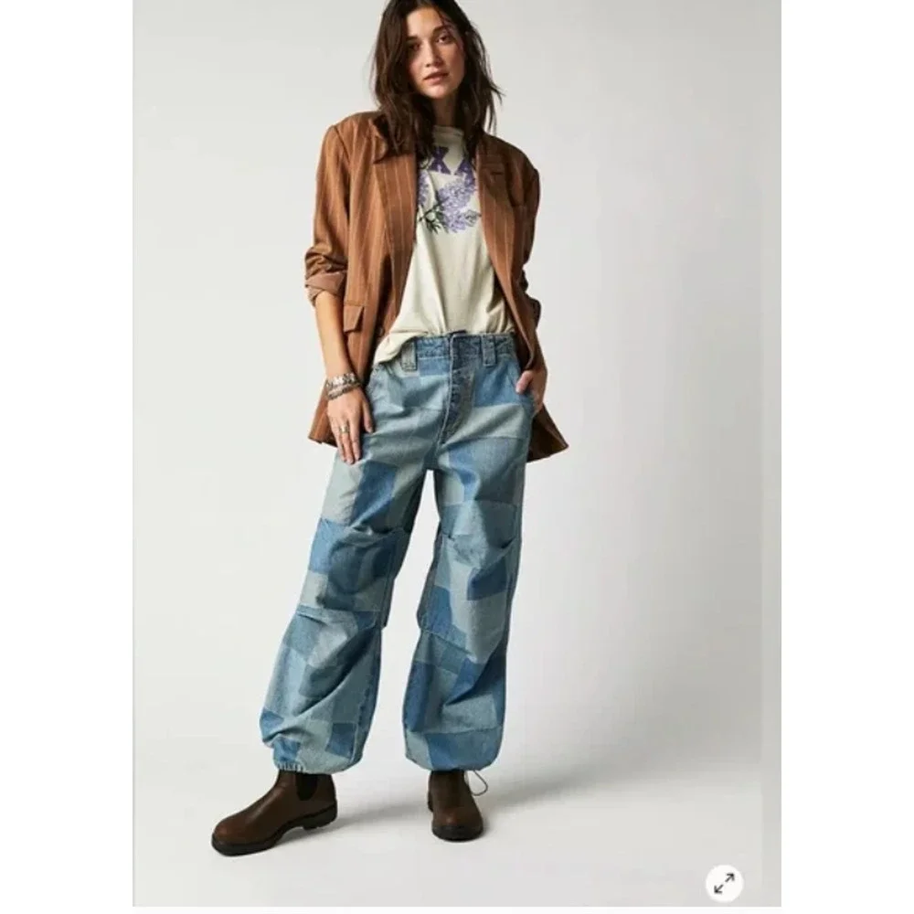 Free People We The Free Newbies Slouchy Jeans Large NEW - Picture 2 of 6